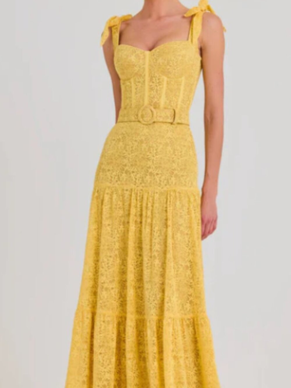 Miranda by Nadine Merabi - Yellow Tie-Shoulder Maxi Dress